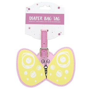 C.R. Gibson Yellow and Pink Butterfly Diaper Bag Tag Baby Accessories, 4.5'' W x